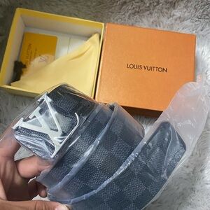 Louis Vuitton Graphite Belt with Silver Buckle